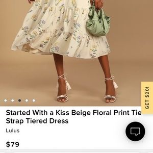 Lulus Started With a Kiss Beige Floral Print Tie-Strap Tiered Dress